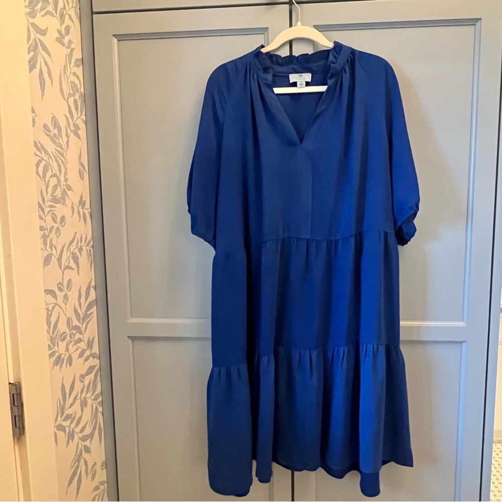 CeCe Royal Blue Tiered Ruffle Neck Dress